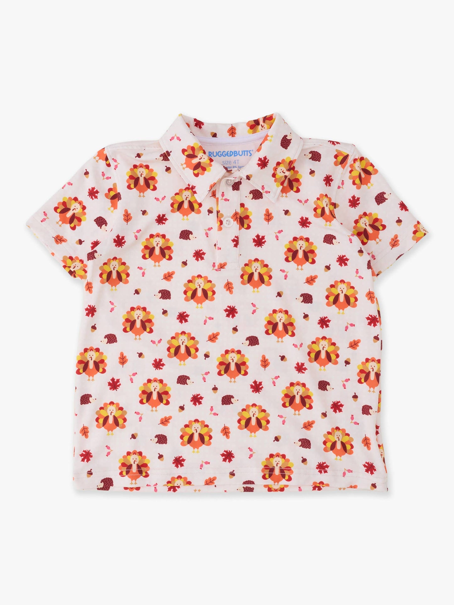 Boys Thanksgiving Turkey Gobble Knit Short Sleeve Performance Polo