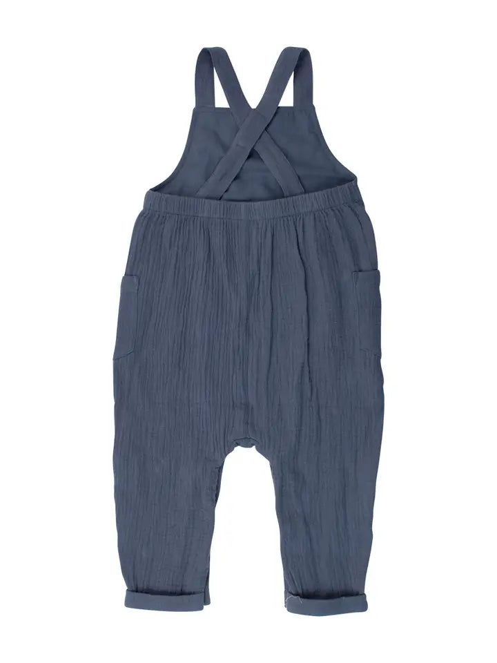 Baby Boys Steel Blue Cotton Gauze Overall