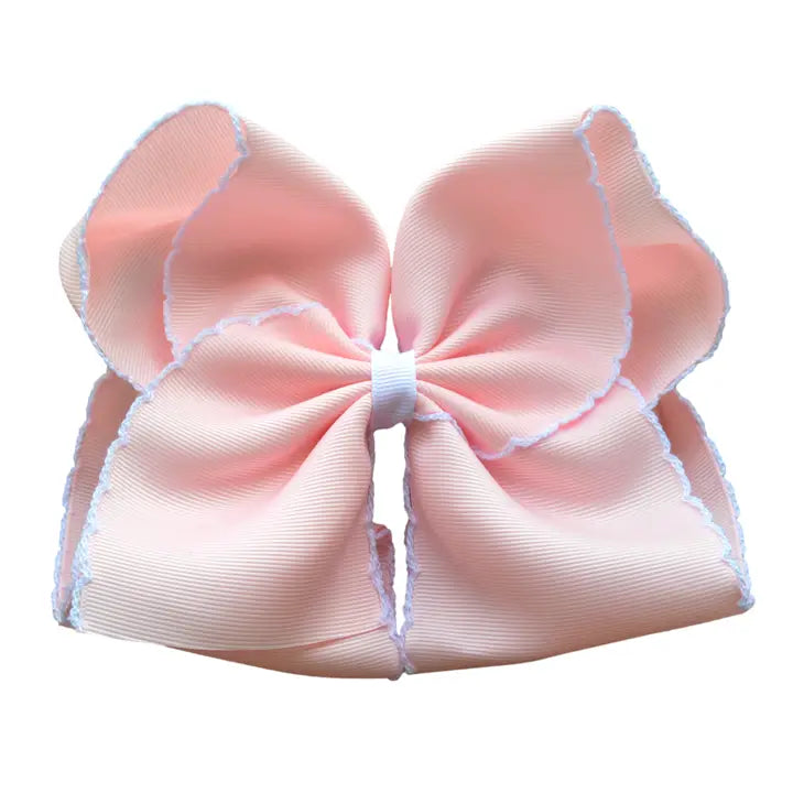 Light Pink Moon Stitch Hair Bow