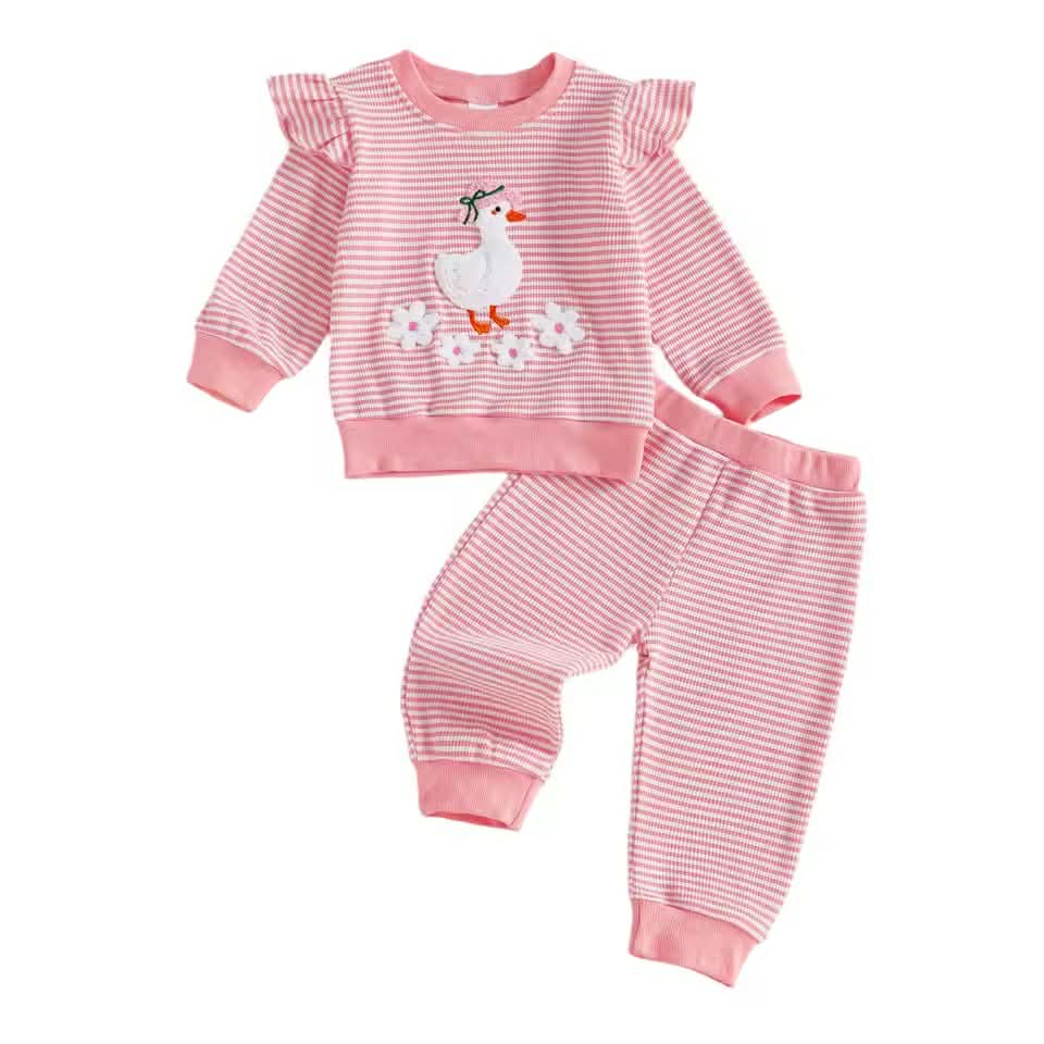 Pink Stripe Goose Jogger Set