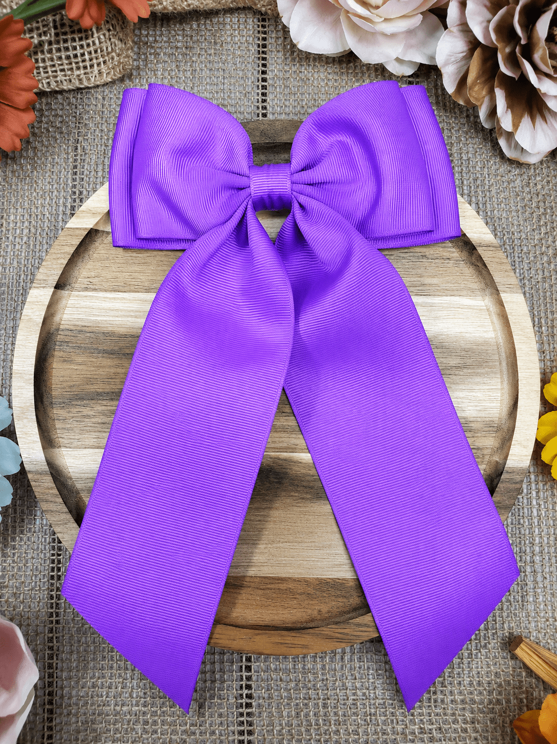 Double Looped Long Tail Boutique Hair Bow | Girls Grosgrain Hair Bow (9/8/26)