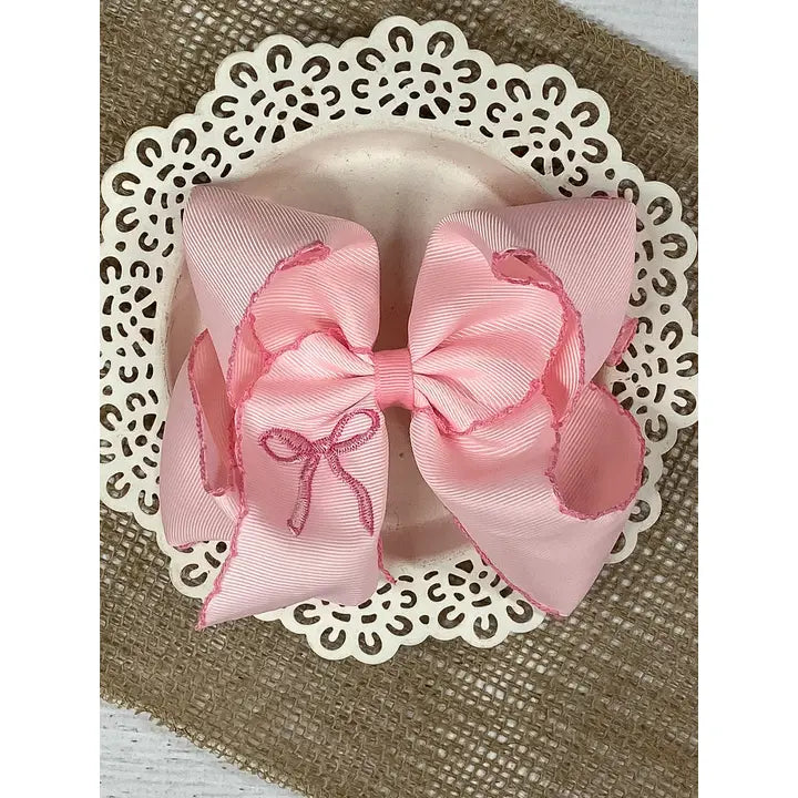 Pink Coquette Moonstitch Hair Bow