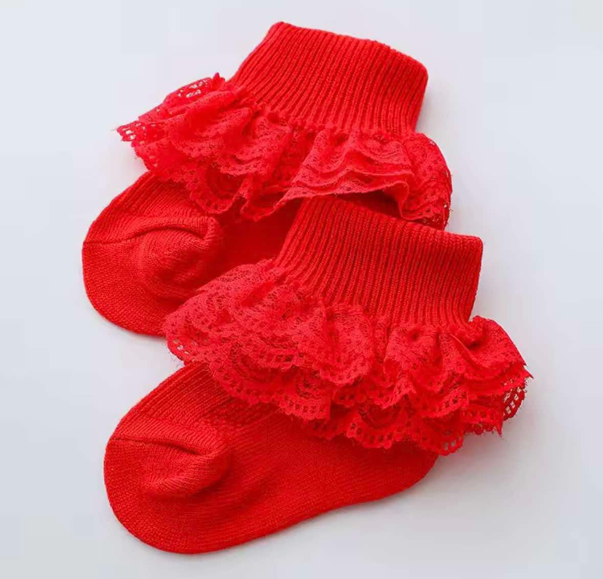 Red Lace Baby Socks