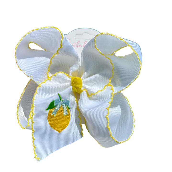 Lemon Embroidered Hair Bow