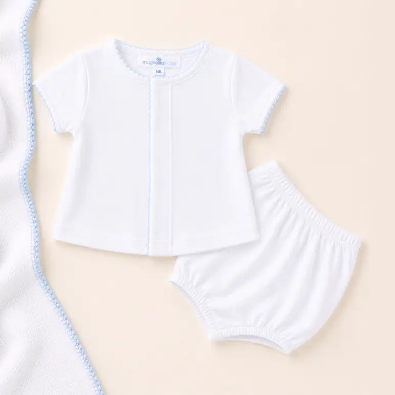 Solid Essentials Diaper Cover Set - White Light Blue