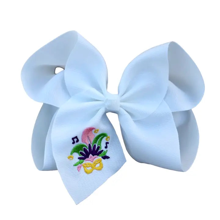 Carnival Mask Embroidered Hair Bow
