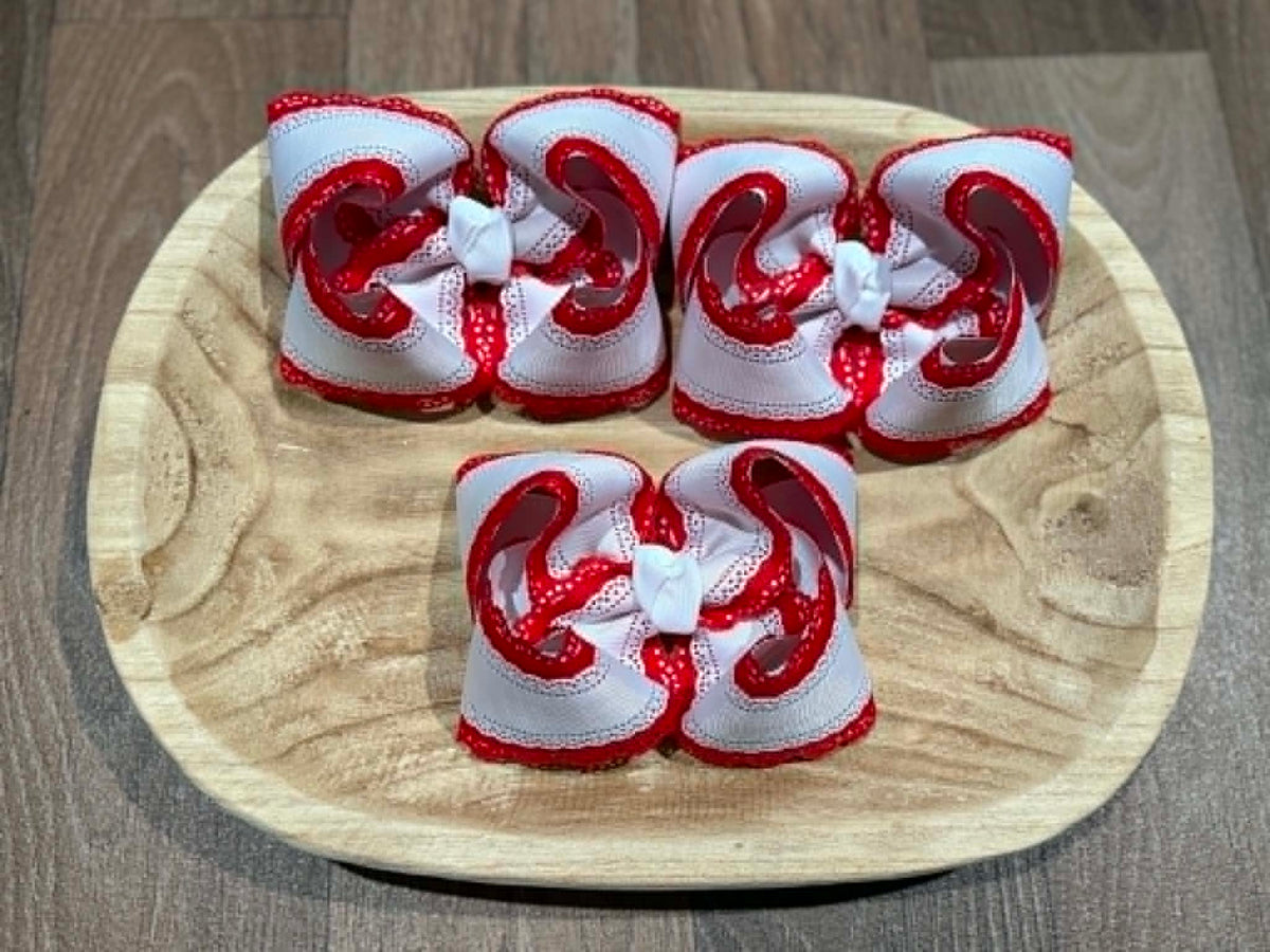 Red/White Lace Custom Bow