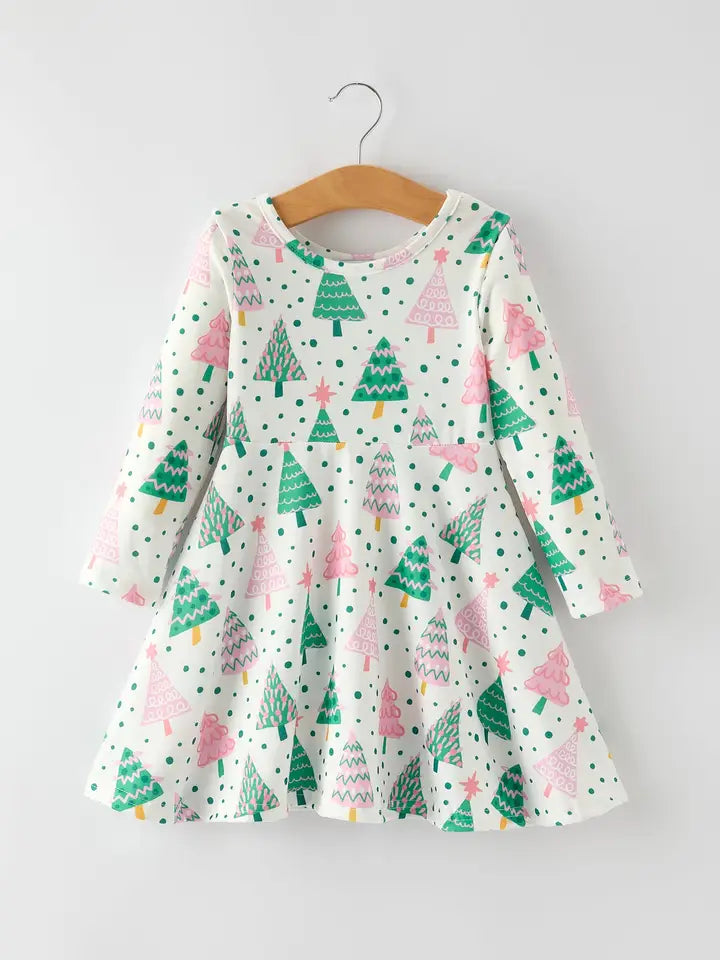 Pink and Green Christmas Tree Dress
