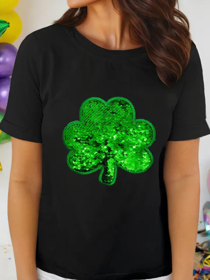Sequin Shamrock Adult Shirt