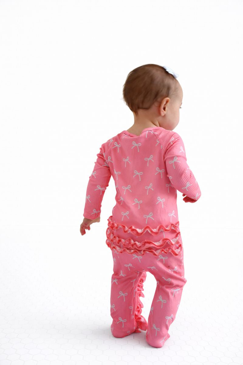 Sweetheart Bows Zip-Up Sleeper
