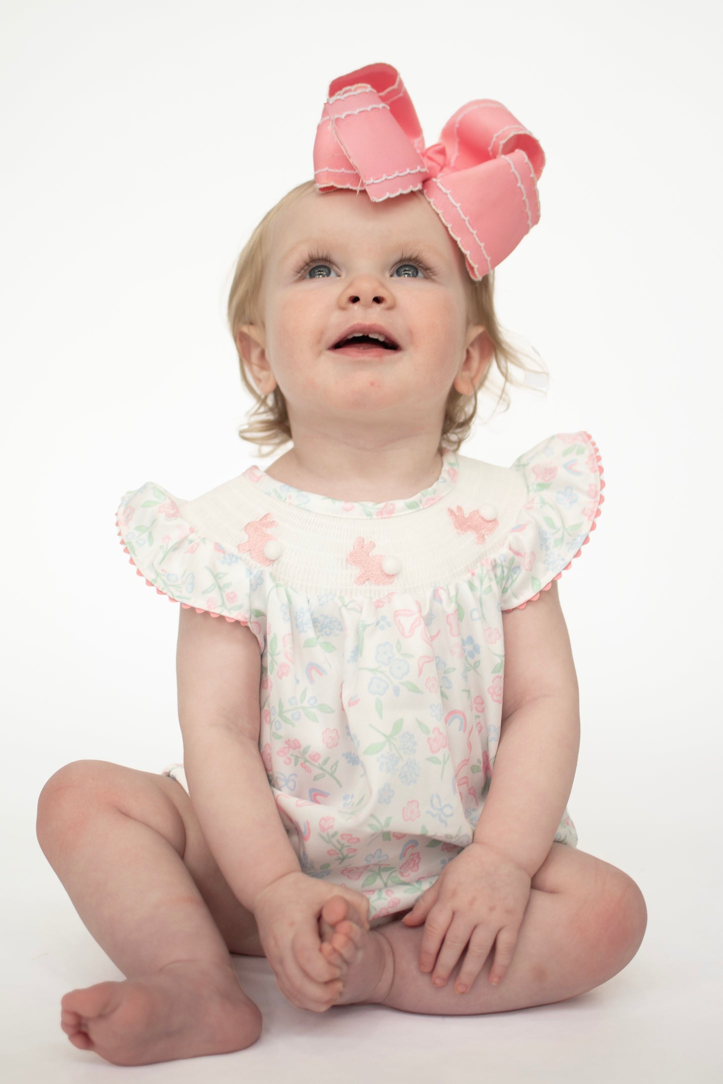 Cottontail Coquette Smocked Baby Romper