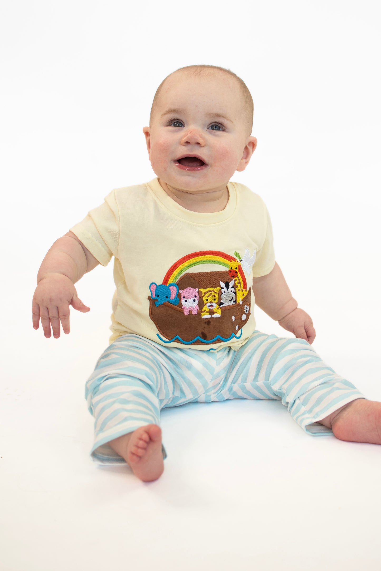 Yellow Noah's Ark applique boy set
