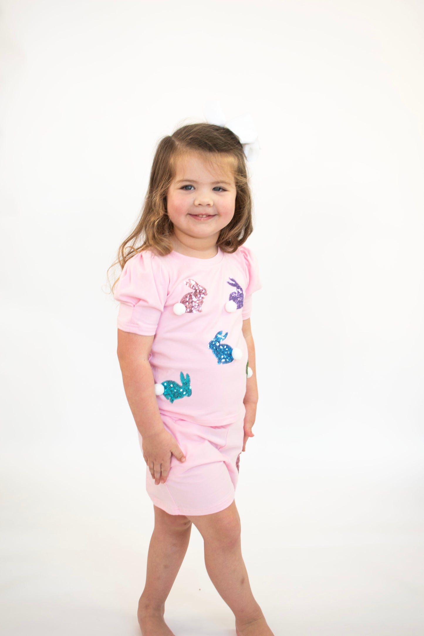 Pink Sequin Bunny Girls Set