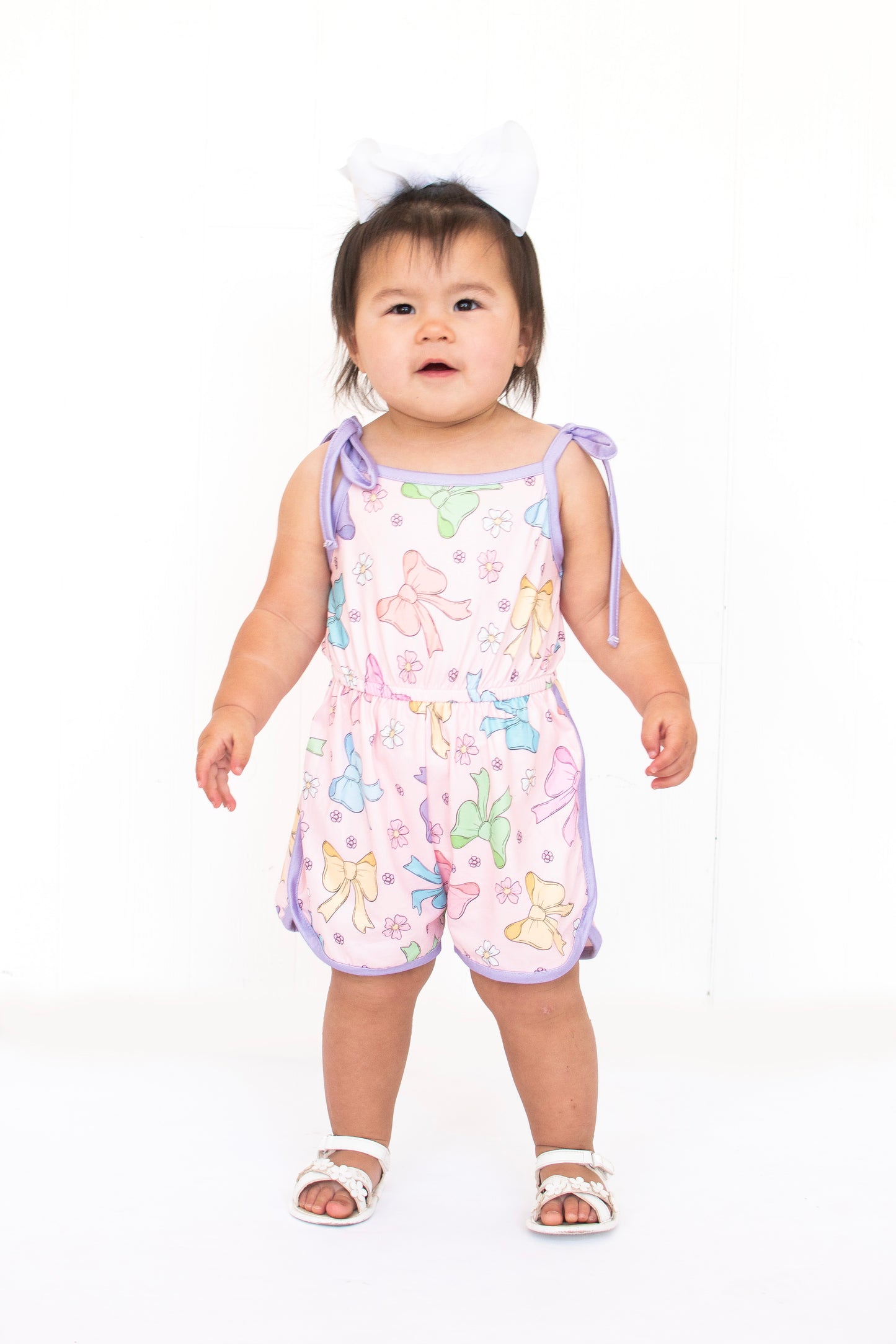 Purple Trim Bow Romper
