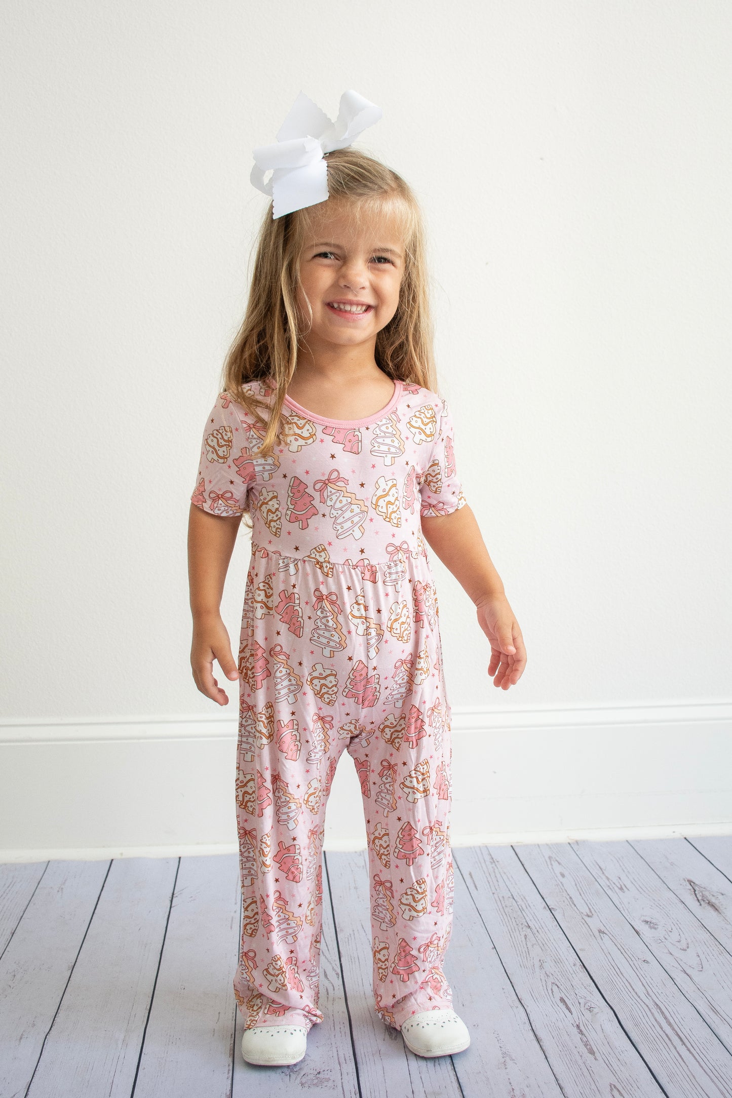 Pink Christmas Trees Bamboo Jumpsuit