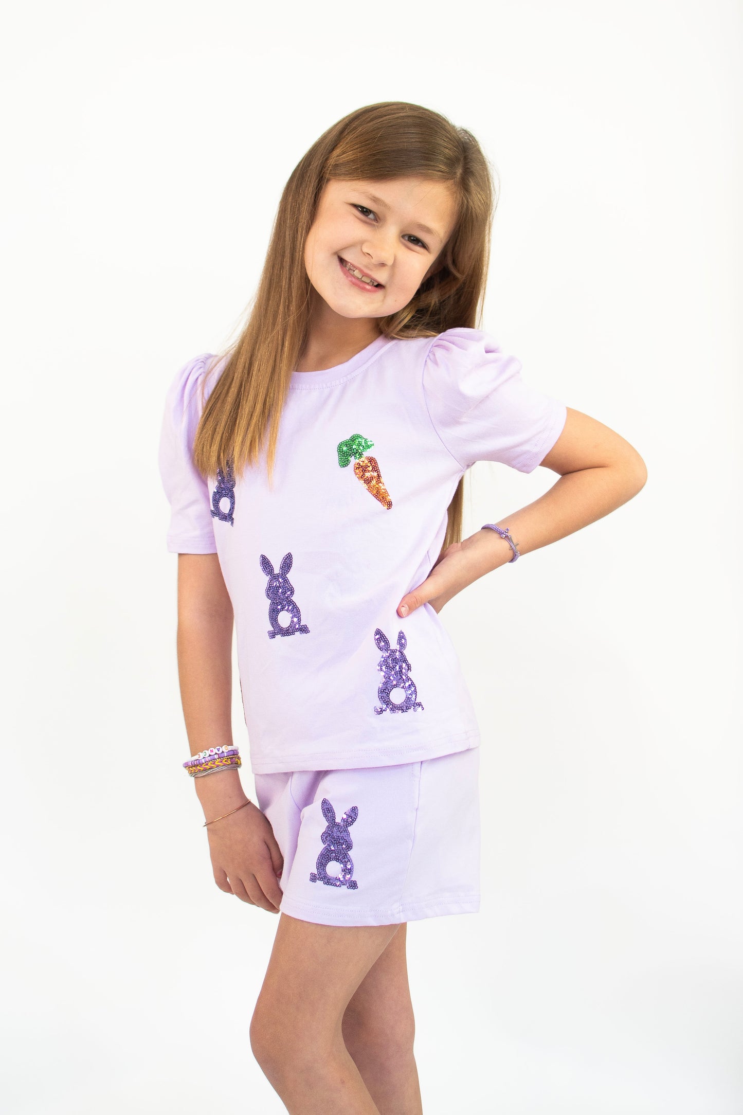 Lavender Sequin Bunny Girls Set