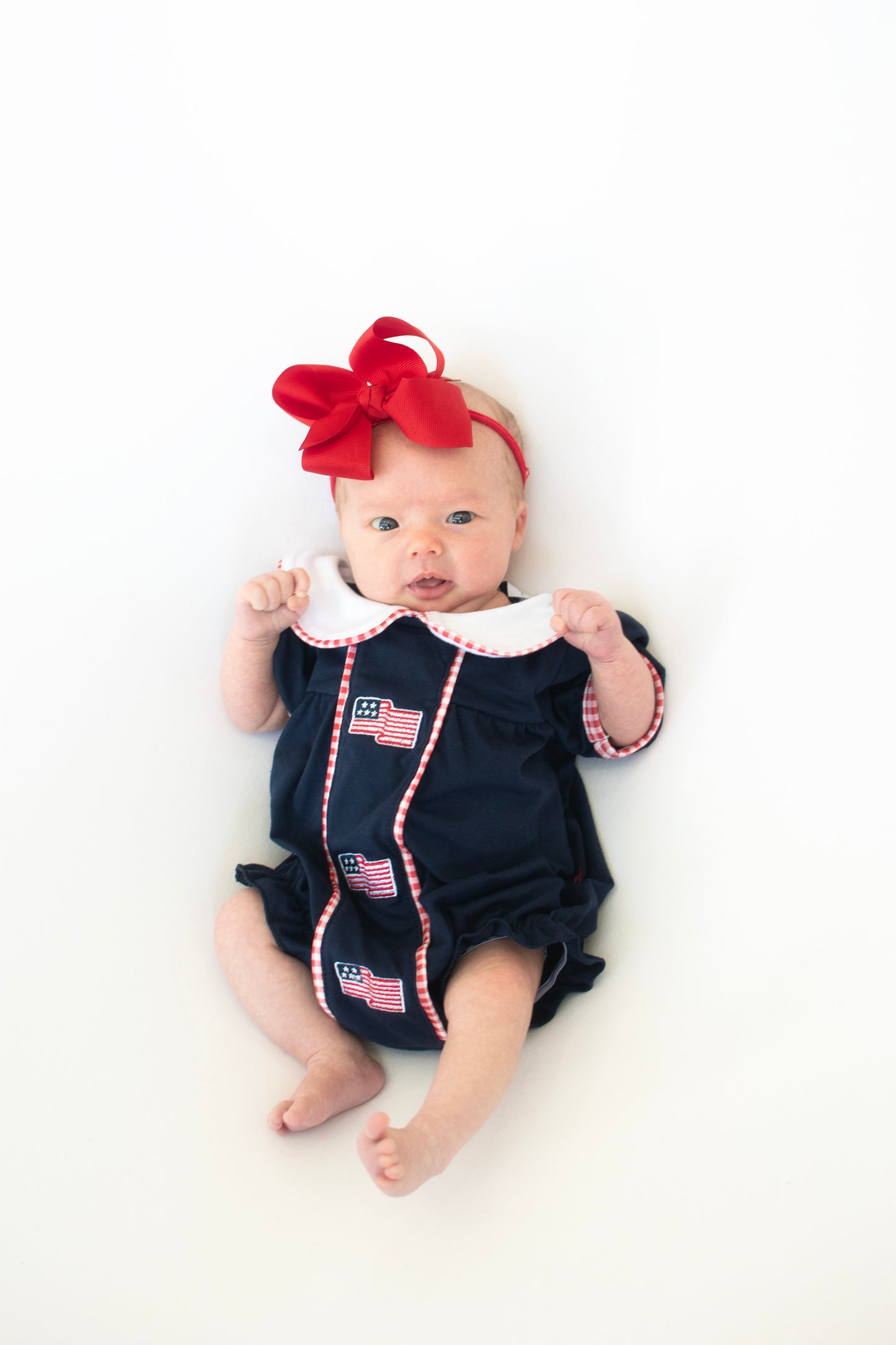Navy Flag Embroidered Girl Bubble