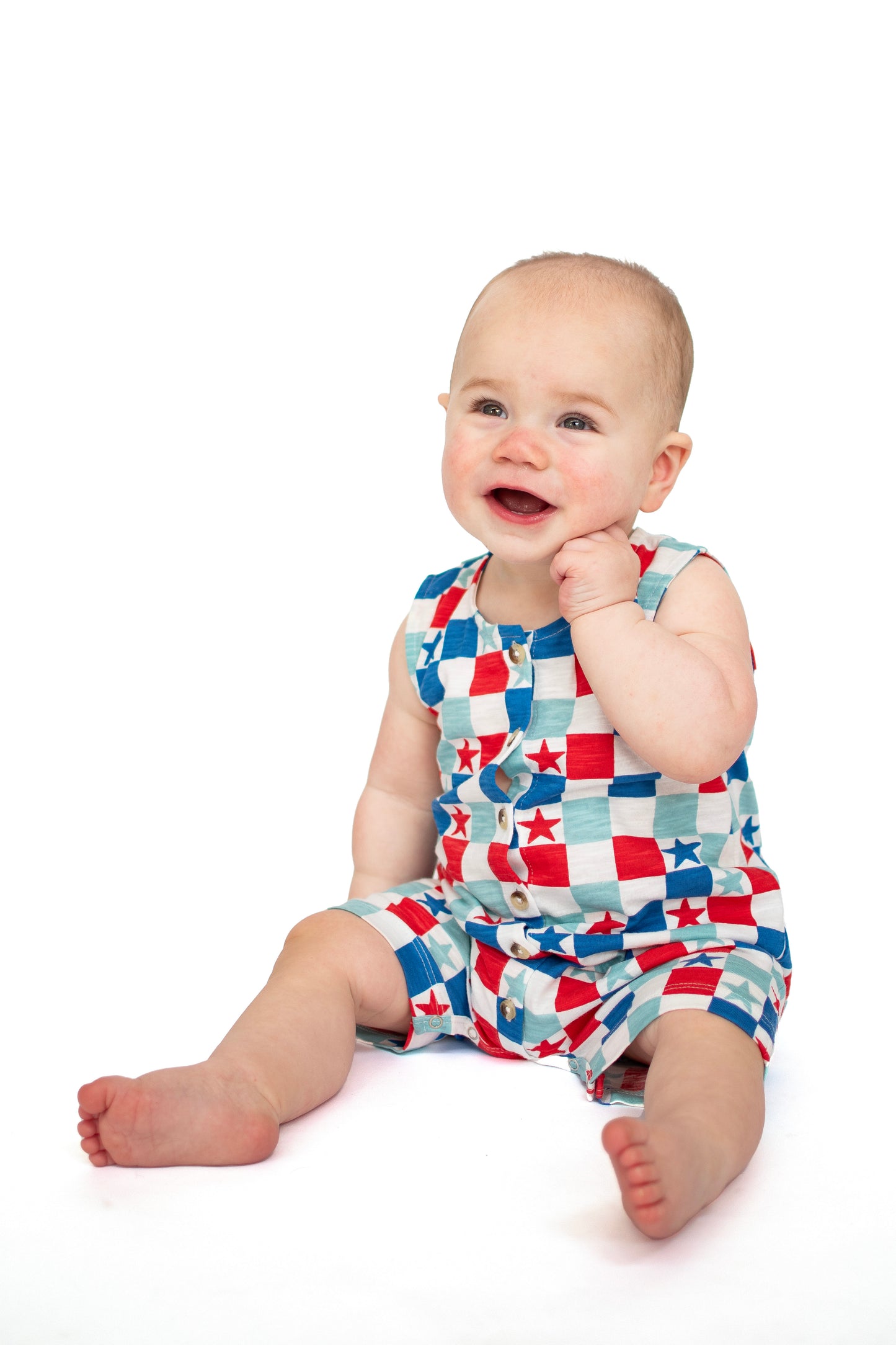 Red, White & Blue Checkerboard / Organic Bay Shortie (Baby)