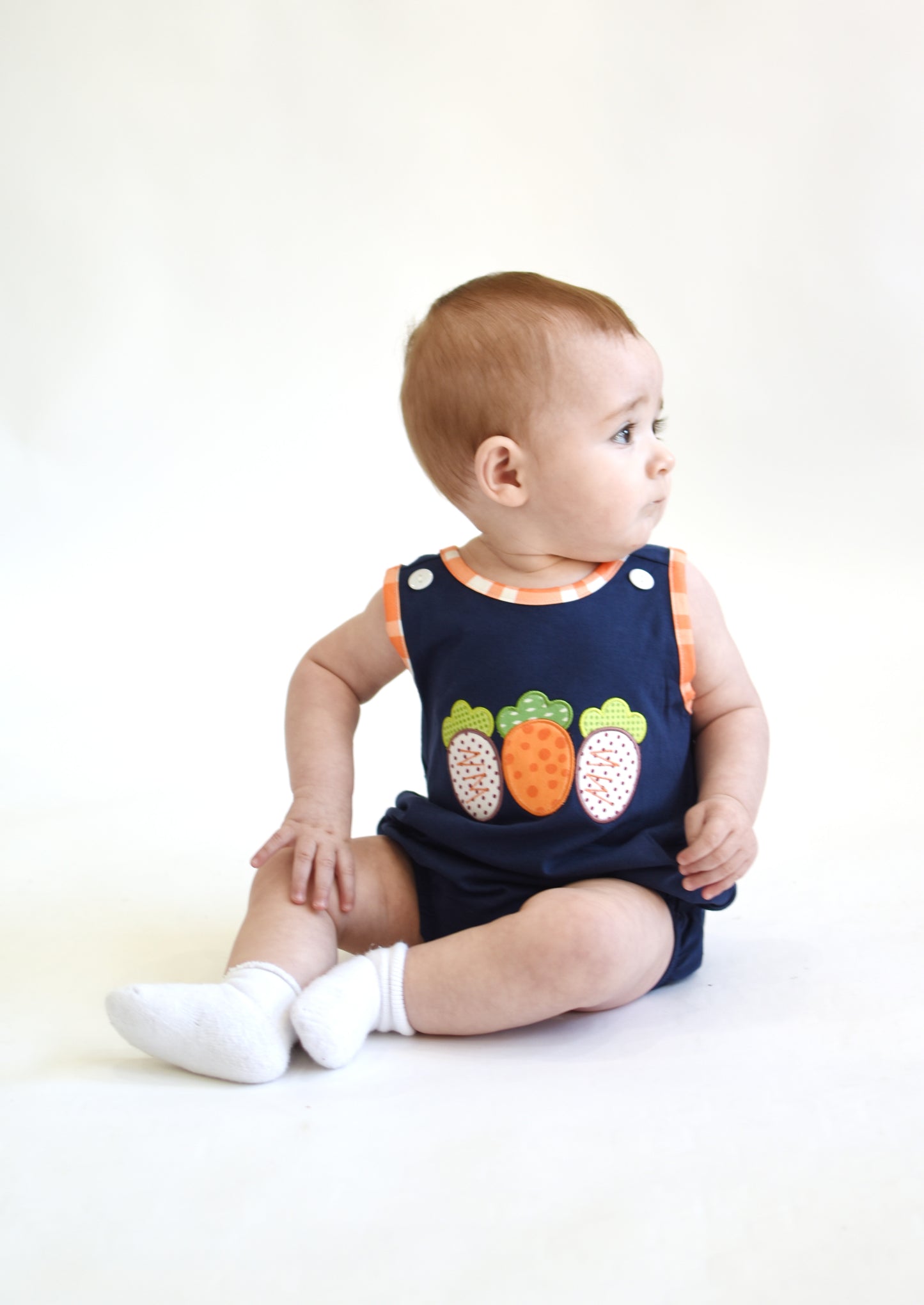 Easter Carrot Applique Baby Boy Romper