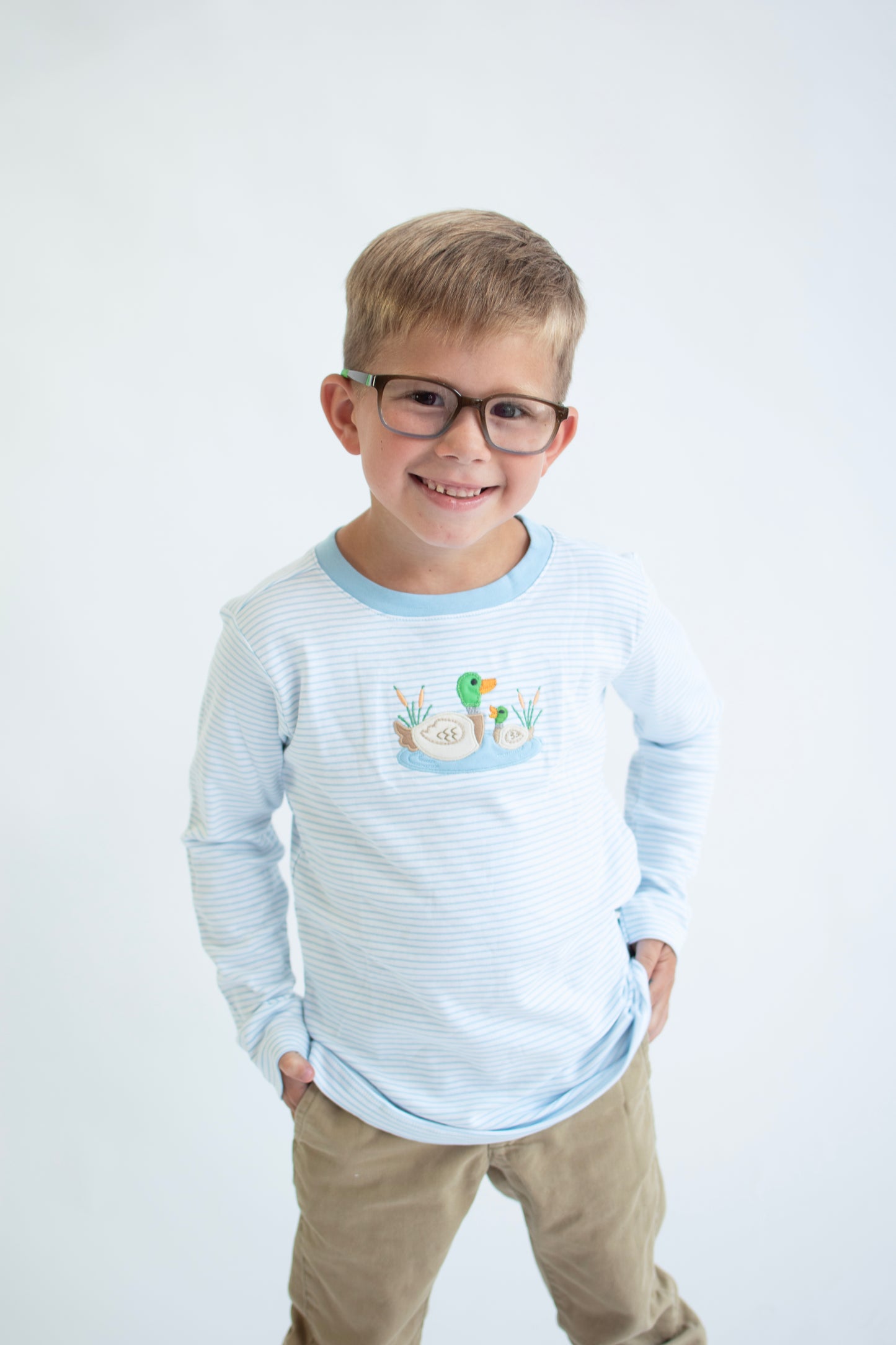 Mallard Pond Applique L/S T-Shirt (Magnolia Baby)