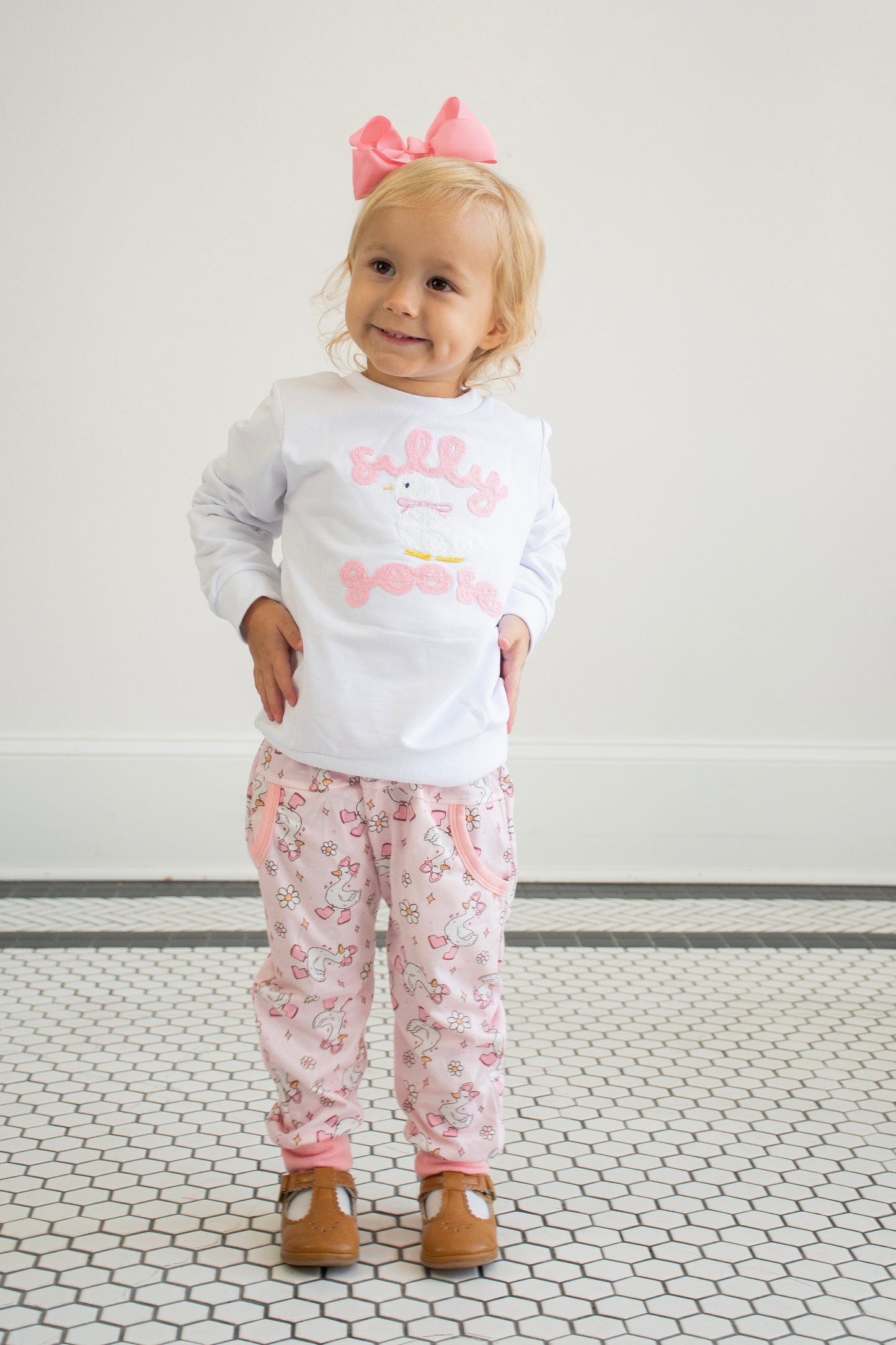 Silly Goose 2-Piece Embroidered Jogger Set