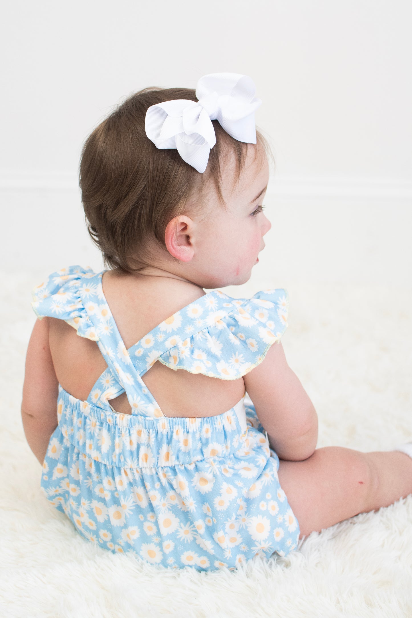 "Mama's Bestie "Daisy Smocked Baby Girl Romper
