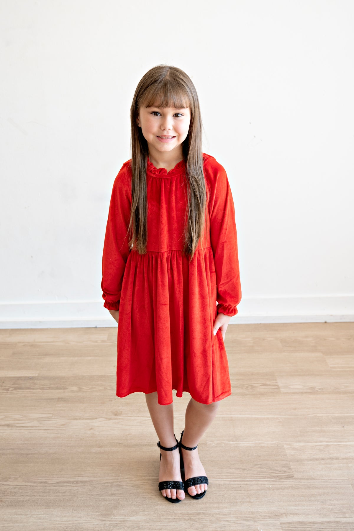 Red Velvet Girls Dress (runs short)