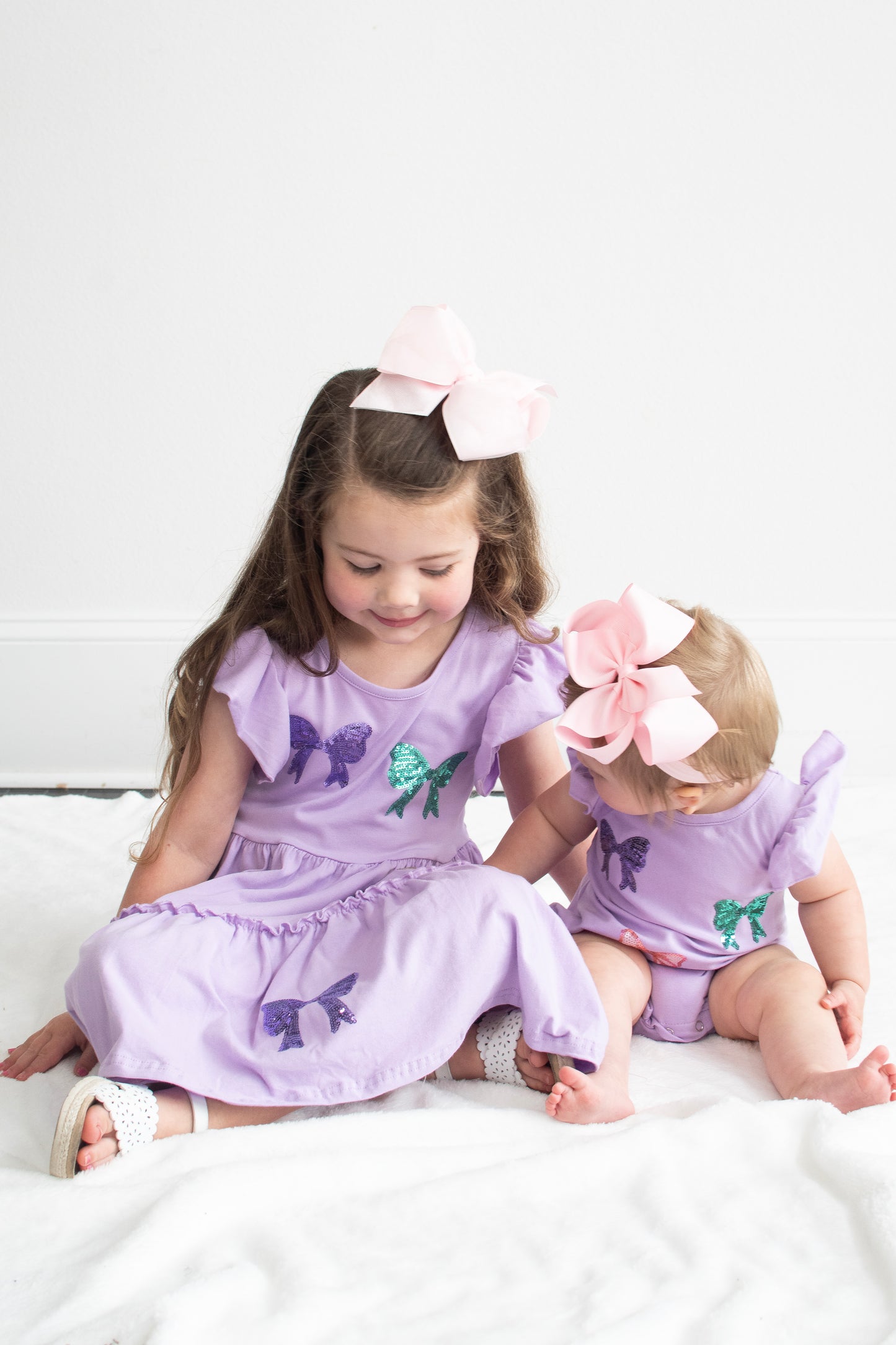 Purple Bow Sequin Dress