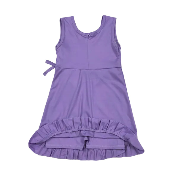 Purple Sleeveless Ruffle Activewear Dress