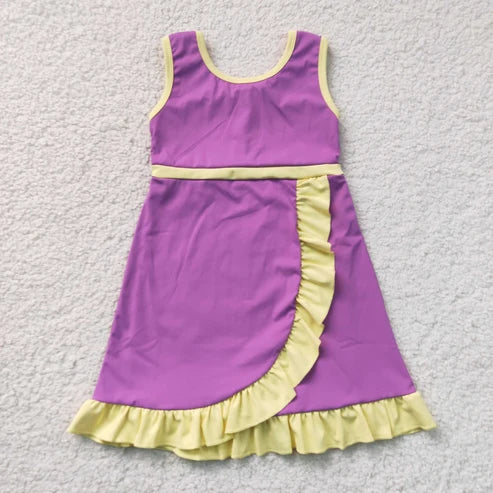 Purple/Yellow Sleeveless Yoga Active Dress
