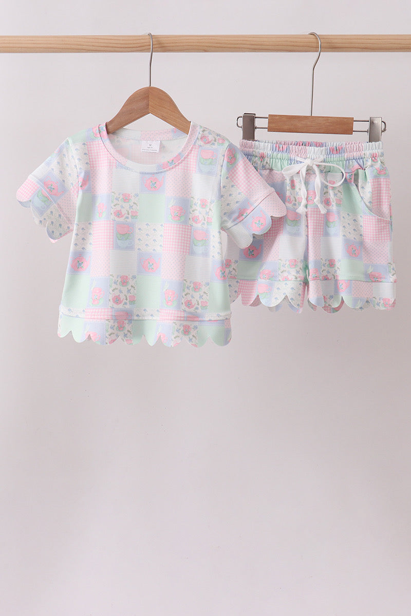 Pink Patchwork Scallop Set