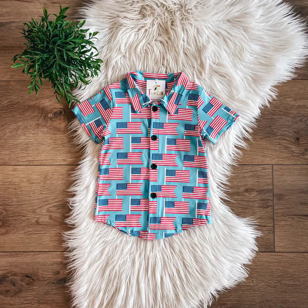 All American Flags Button Up by TwoCan