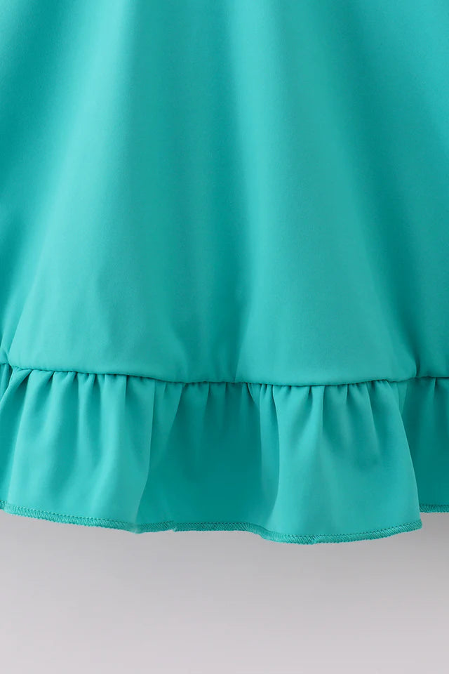 Green/Teal Active Sporty Ruffle Tennis Dress
