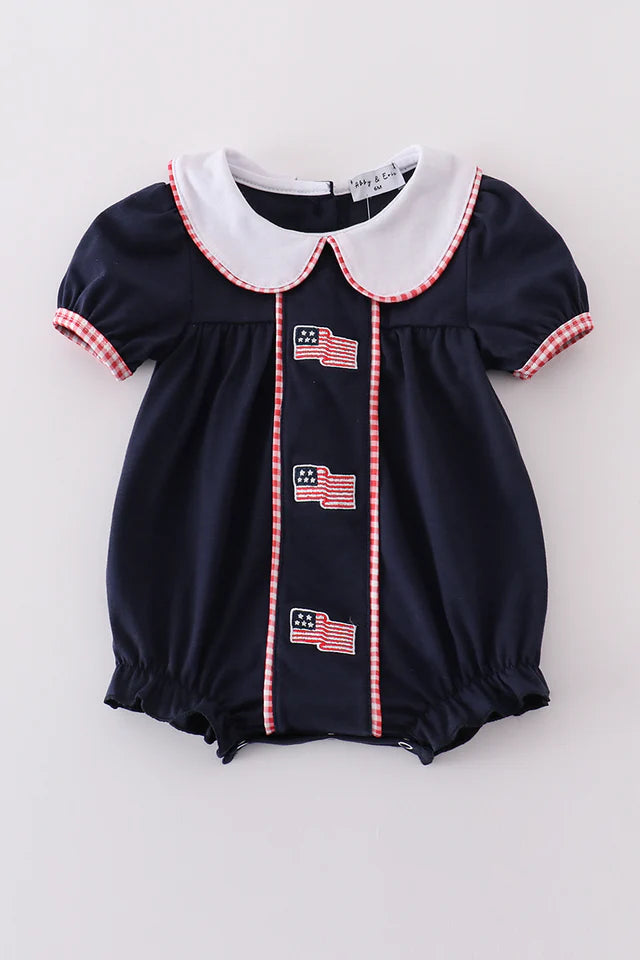 Navy Flag Embroidered Girl Bubble