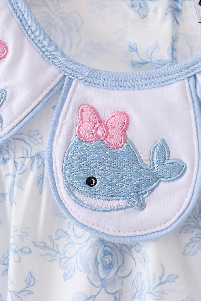 Blue Whale Embroidered Bubble
