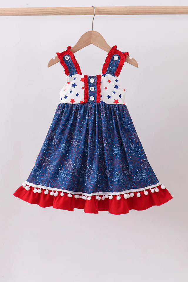 Navy fireworks ruffle dress