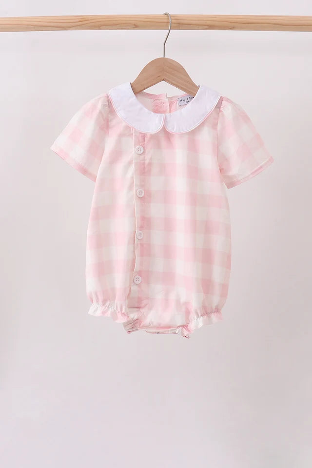"Piper-Jane" Pink gingham button bubble