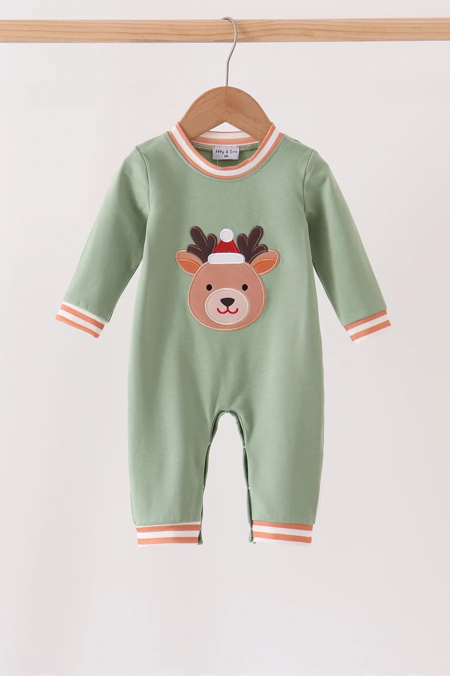 Sage Reindeer Applique Romper (ETA: 9/30/26)