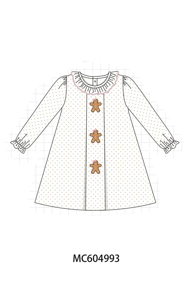 Gingerbread Embroidery Ruffle Dress (ETA: 10/5/26)