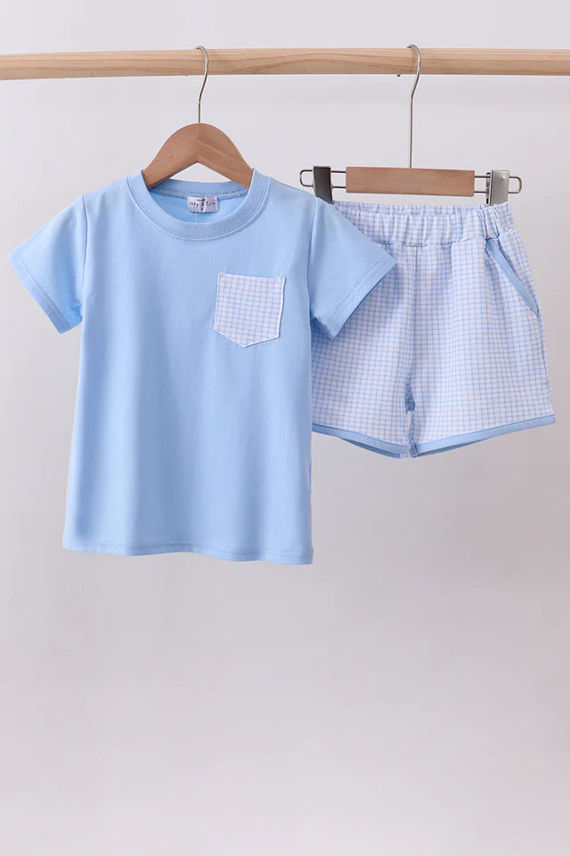 Blue Gingham Short Set