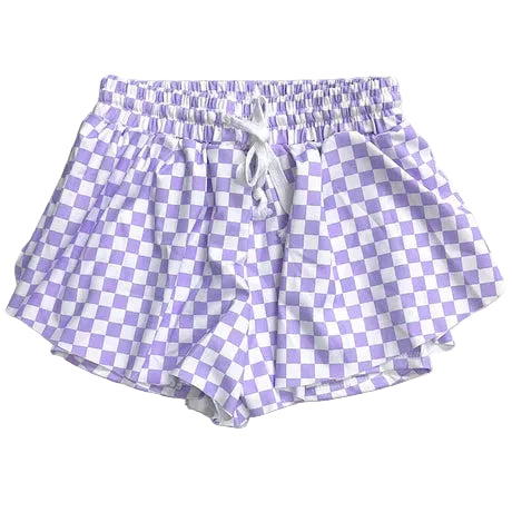 Purple Checker Hi-performance shorts