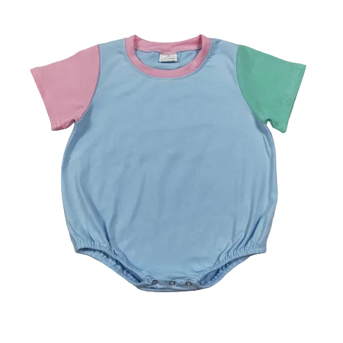 Pink, Blue, Green Color block Romper