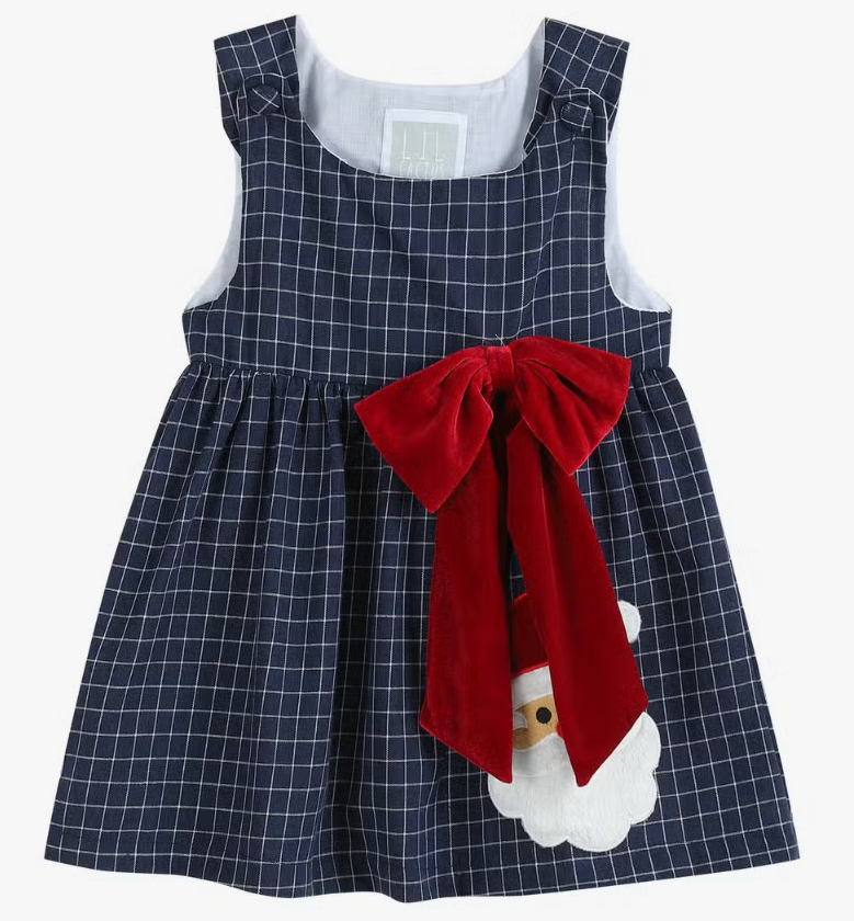 Blue Plaid Santa Dress by Lil Cactus