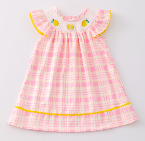 Lemon Smocked Girls Dress