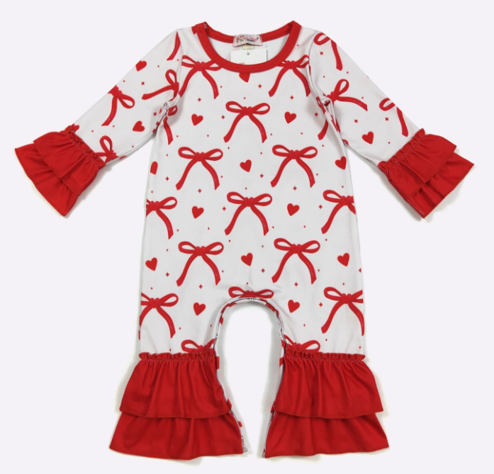 Valentine Ribbons Baby Romper