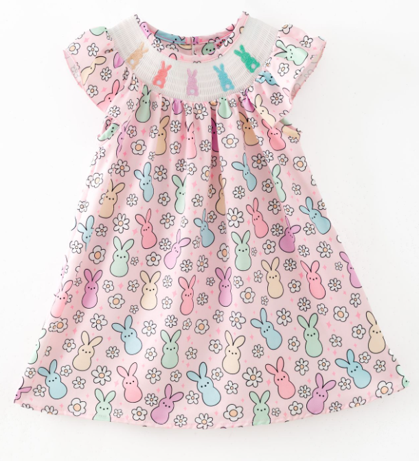 Daisy Bunnies Smocked Dress