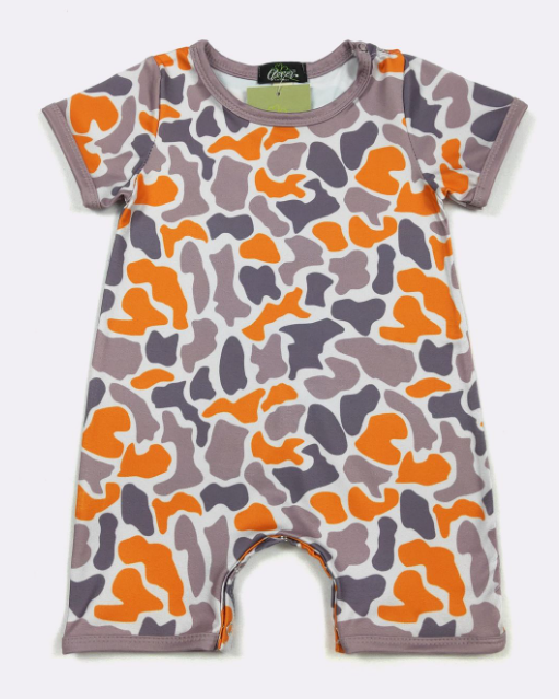 Orange Camo Boy Romper
