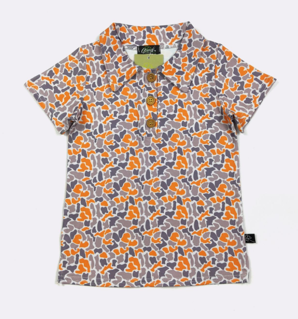 Orange Camo Boy Collar Shirt