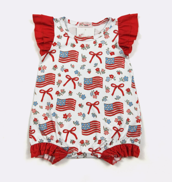 Red, White & Blue Ruffles Baby Romper