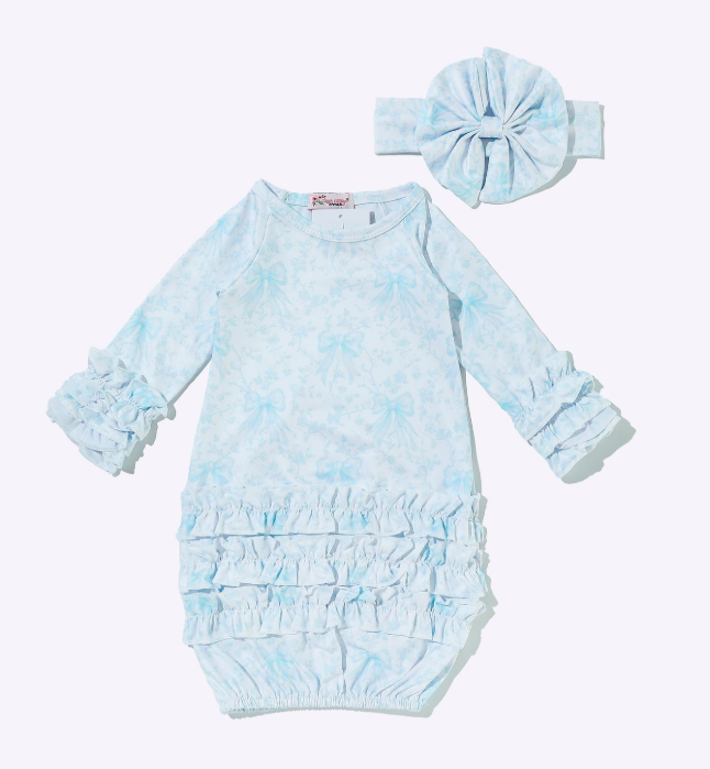 Azul Bow Baby Gown